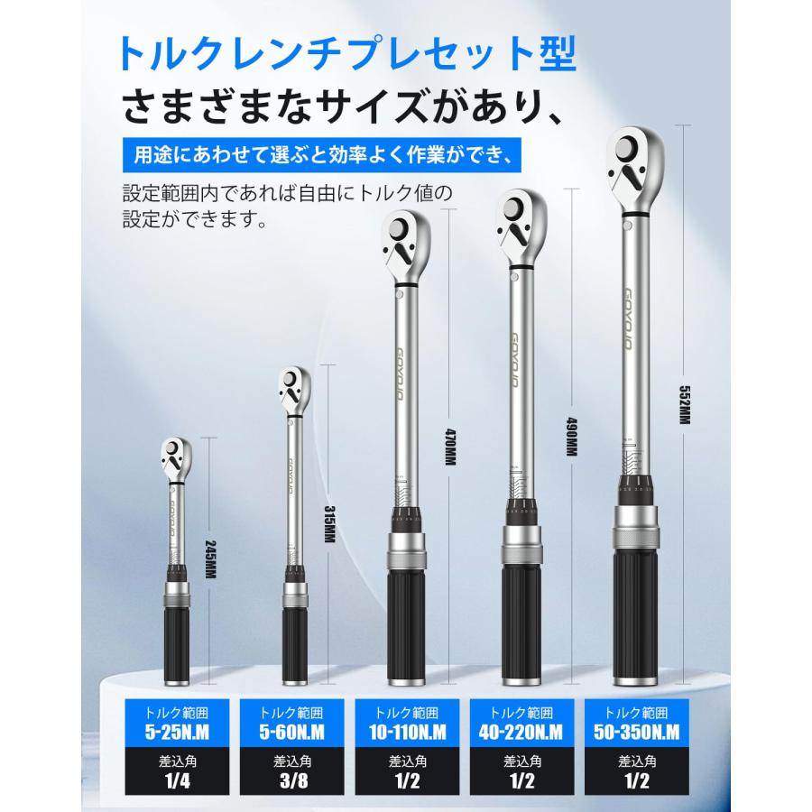 GOYOJO トルクレンチ プレセット型 差込角(1/2インチ) 10-110N.m 両