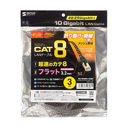 サンワサプライ(Sanwa Supply) LANケーブル CAT8 メッシュフラット 40