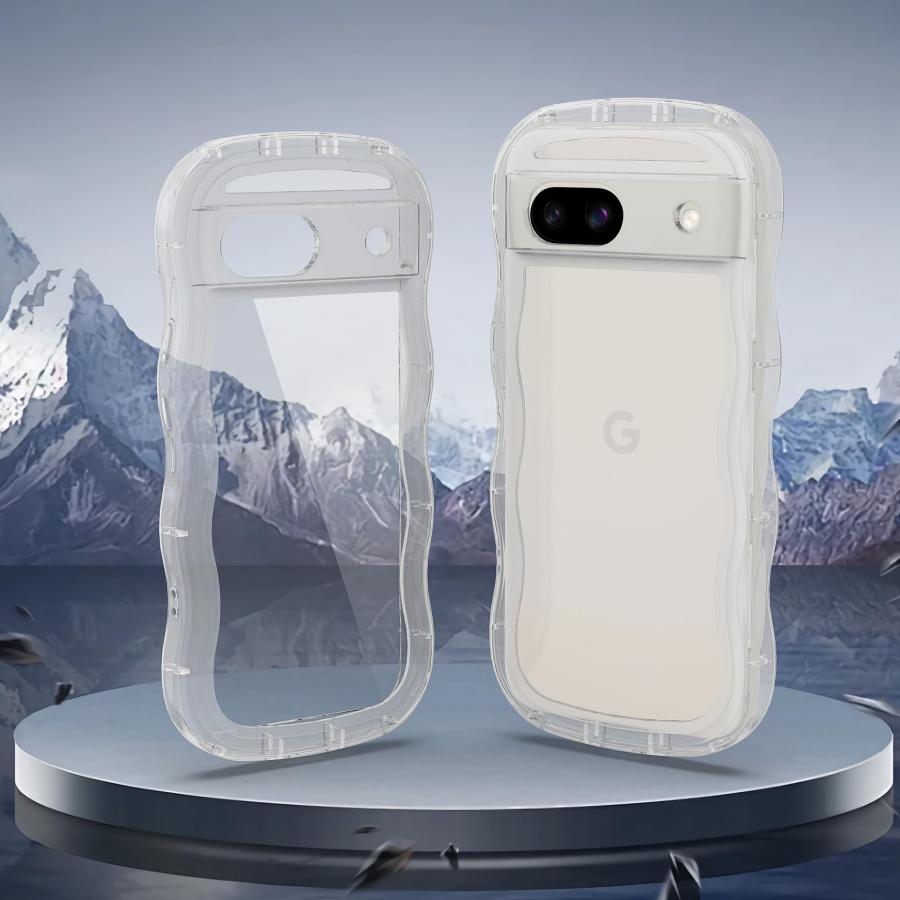 QAZWERT Google Pixel 8A ケース クリア ウェーブ ピクセル 8a ソフト