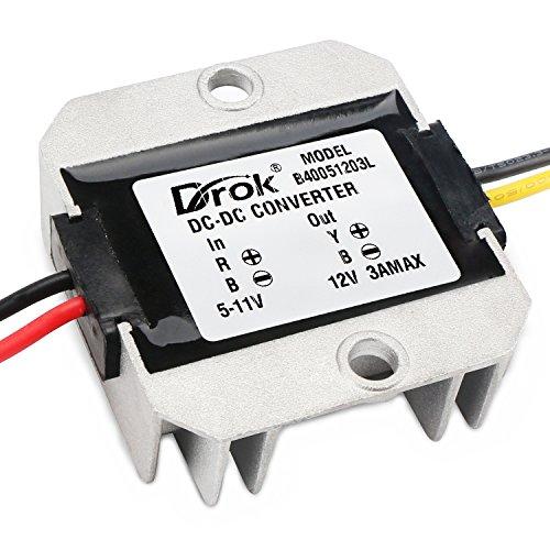 DROK 昇圧コンバーター DC 5V-11V から 12V 3A 36W 電圧レギュレーター