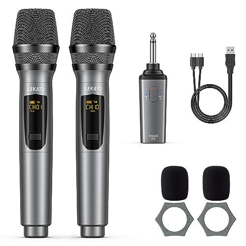LEKATO K380Sワイヤレスマイク 充電式ダイナミックマイク UHF