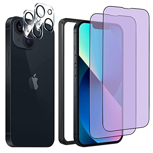 DZHFU iPhone 13 強化ガラスフィルム4枚入り ブルーライトカット 6.1