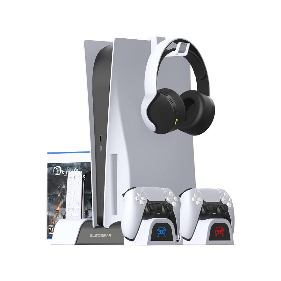 ElecGear PS5縦置きスタンドおよび冷却ファン、DualSenseワイヤレス 