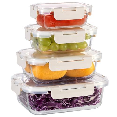ガラス製食品保存容器4個セット AILTEC 耐熱ガラス 保存容器 4個セット ガラス密閉容器 ガラスタッパー