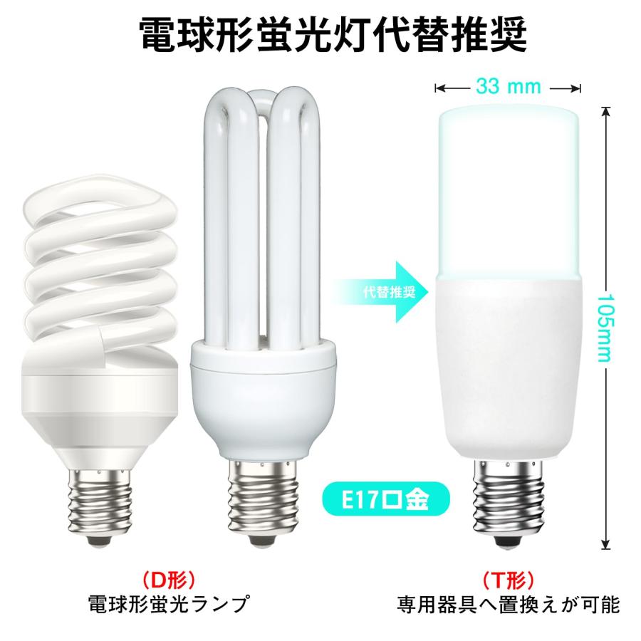 LED電球 T形タイプ E17口金 60w形相当 昼白色 1270LM (7.2W)断熱材施工