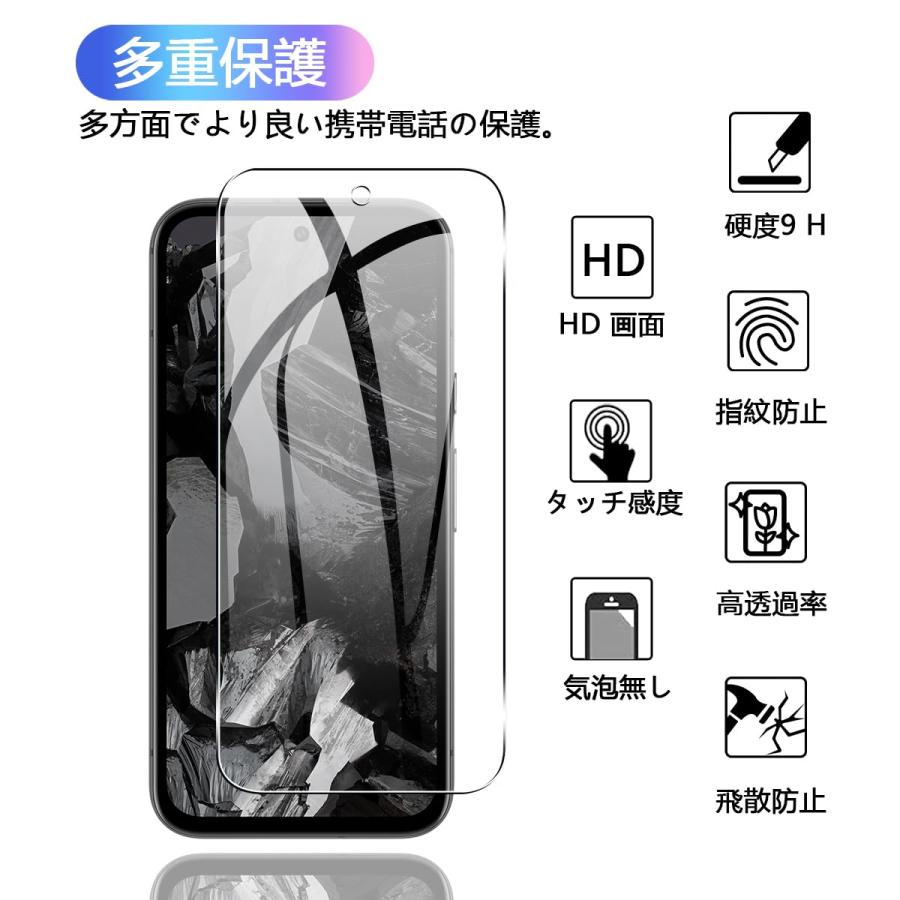 2+2枚セット ガイド枠付き 対応 Google Pixel 8a ガラスフィルム + 