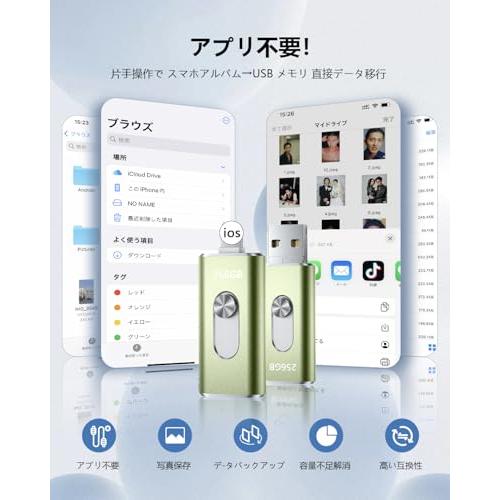 256GB usbメモリアプリ不要・アルバムから写真保存４in1プッシュ型 Phone対応 スマホ携帯 高速 データ保存 バックアップ iOS/_1