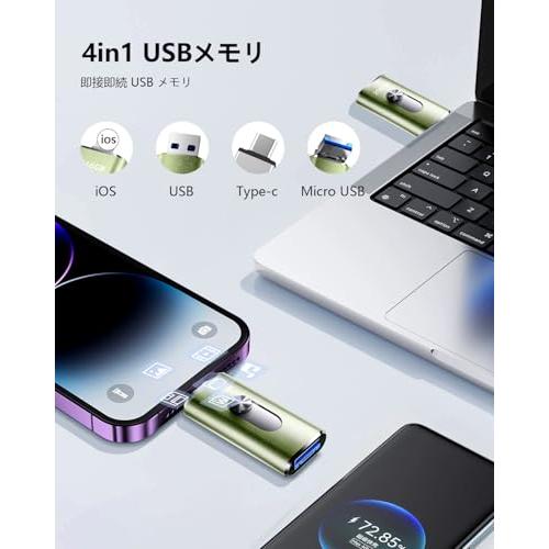 256GB usbメモリアプリ不要・アルバムから写真保存４in1プッシュ型 Phone対応 スマホ携帯 高速 データ保存 バックアップ iOS/_2