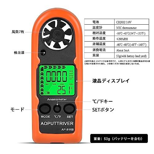 風速計ハンドヘルド、風速温度と最大/平均/電流を測定するための保護