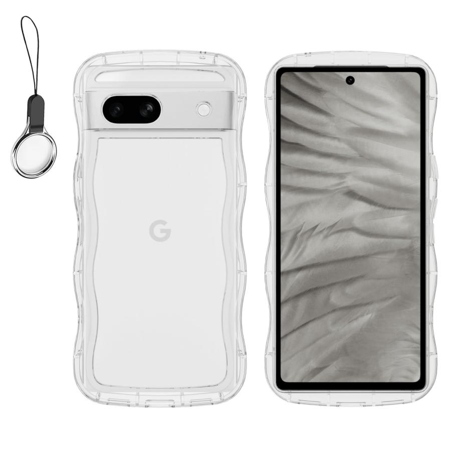 QAZWERT Google Pixel 7A ケース クリア ウェーブ ピクセル 7a ソフト