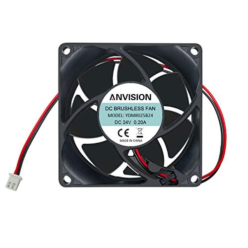 ANVISION 80mm x 25mm DC 24V ブラシレス冷却ファン デュアルボール