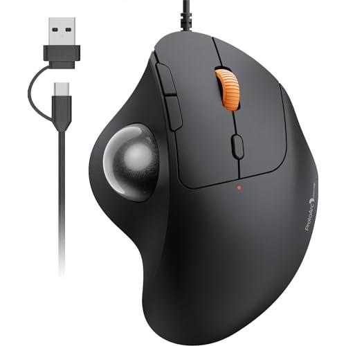 ProtoArc トラックボールマウス 有線 USB-C/USB-A両対応 4段階DPI調節