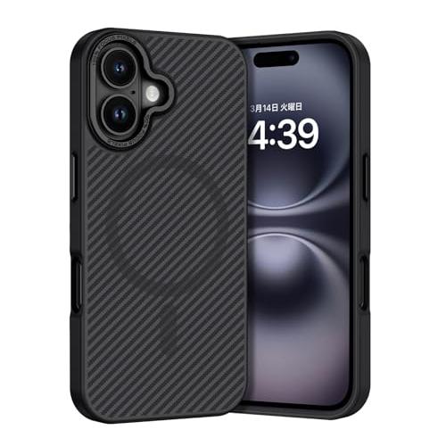 [超強MagSafe/炭素繊維柄]GUAGUA いPhone 16用 ケース MagSafe対応 炭素繊維柄 iPhone16用 ケース アラミ の商品画像