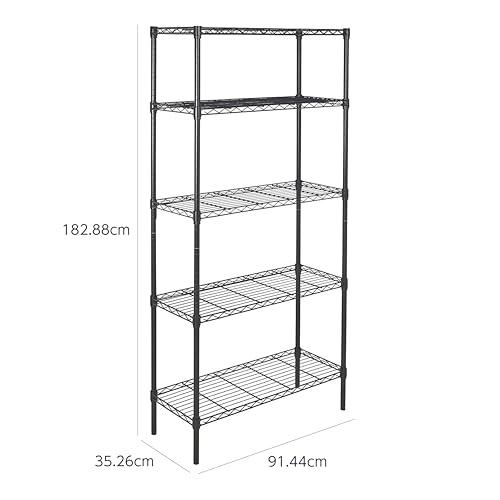 190t ベーシック 5段スチールラック 棚 メタルラック 耐荷重794kg 幅91×奥行36×高さ183cm ブラック y030101t Amazon｜Amazonベーシック 5段スチールラック 棚 メタルラック 耐荷重