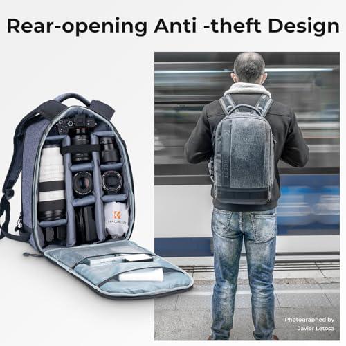 K&F Concept カメラリュック 一眼レフ カメラバッグ 防水 大容量 三脚