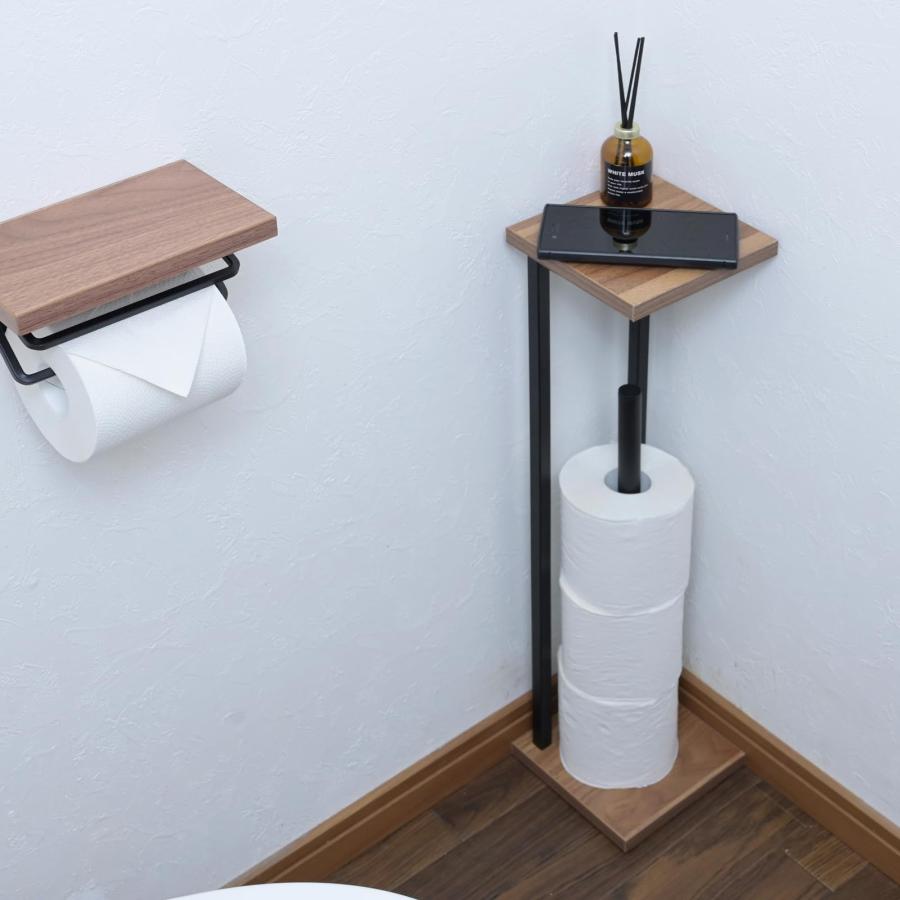 山善] ラック トイレットペーパー スタンド トイレ 収納 スリム 棚付き