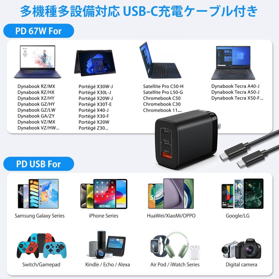 【ジャンク】dynabook T550 ノートPC 本体 ACアダプター付き Toshiba Dynabook用 ACアダプター 67W/65W/45W PD急速充電 PSE