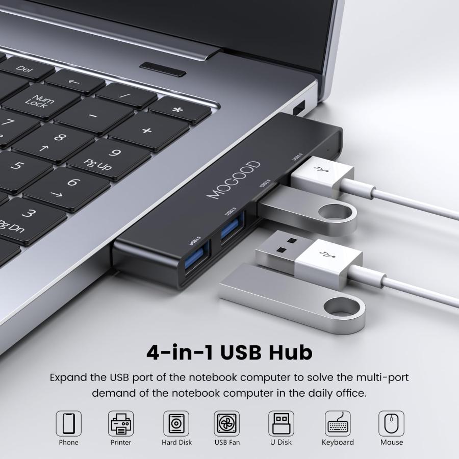 WindowsノートPC USB 3.0ポート MOGOOD USBハブ3.0 USBスプリッタ ノートパソコン用USBハブノート
