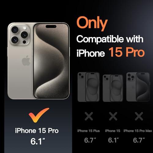 JETech iPhone 15 Pro 6.1インチ用キックスタンドケース カメラリング