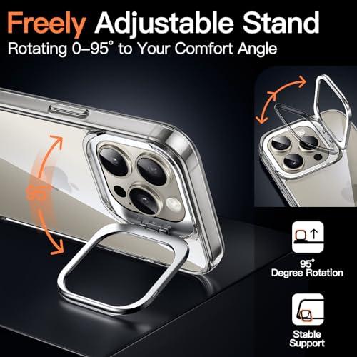 JETech iPhone 15 Pro 6.1インチ用キックスタンドケース カメラリング