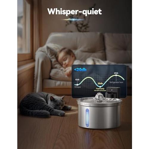 猫 給水器 コードレス充電式 自動 FEELNEEDYステンレス製 ペット用