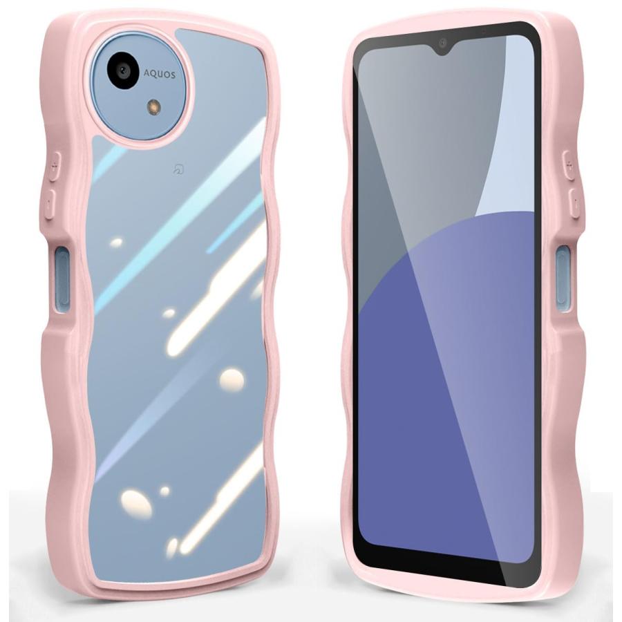 AQUOS Wish4 かわいい ケース クリア 波状フレーム うねうね 耐