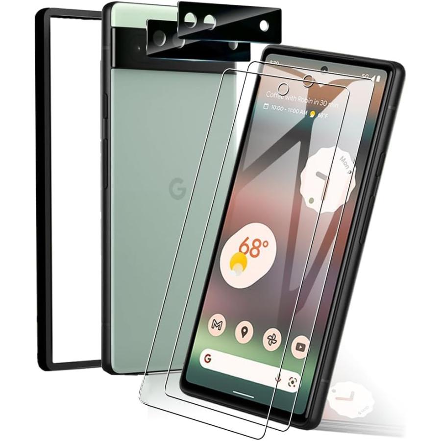 Google Pixel 6a 本体 付属品+ガラスフィルム付き ガイド枠付きgoogle pixel 6a ガラスフィルム+ カメラフィルム（2+2枚