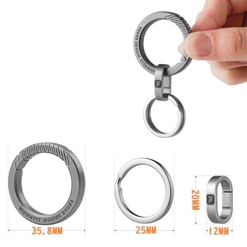 FEGVE] チタン キーホルダー 丸型 カラビナ 小型 おしゃれ キー