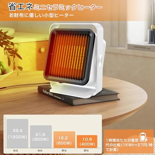 セラミックヒーター 小型 400W/600W 電気ヒーター ミニ 節電 省エネ