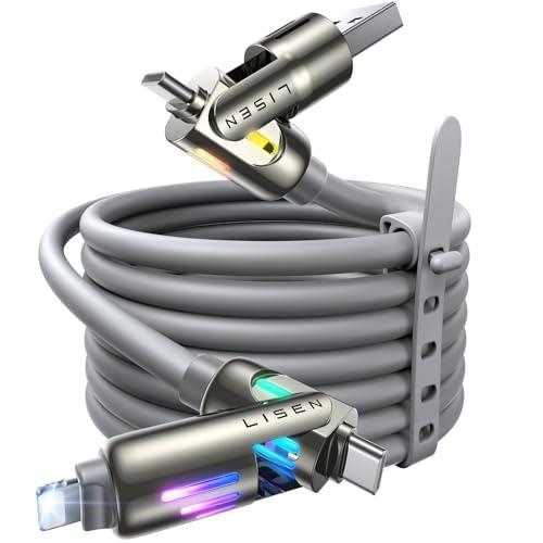 LISEN USB C ケーブル2M PD3.1マルチ充電ケーブル4in1 液体シリコーン