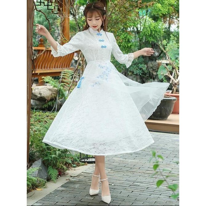 夏 ワンピース チャイナ風 刺繍柄 優雅な カジュアルドレス 文芸 天使風 日常リゾート 海ワンピ 民族風エスニック ワンピース 2枚送料無料 A69 A S K 通販 Yahoo ショッピング