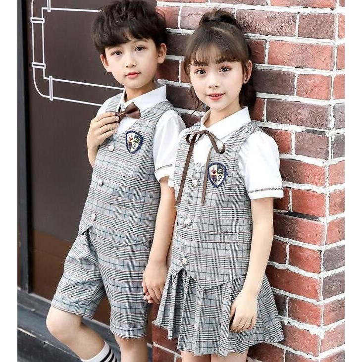 キッズ子供服 ジュニア 幼稚園園服 上下セットアップ 男の子女の子シャツベストパンツスカート チェック柄 イギリス風 発表会学園祭文化祭 二枚送料無料 D A S K 通販 Yahoo ショッピング