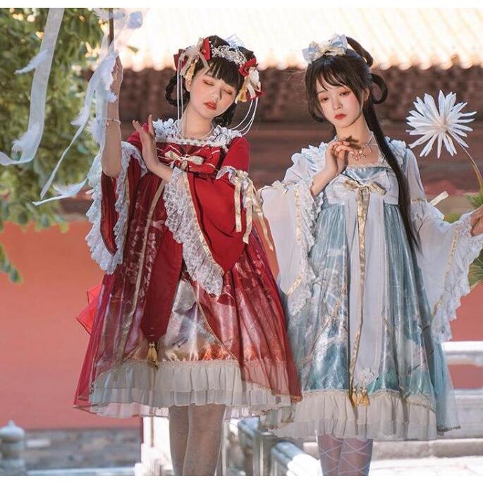 スカラップ メイド服 コスプレ Dd98 ゴスロリ ロリータ服 ワンピース コスプレ衣装 チャイナ風 裾フリル Lolita コスプレ リボン レース ドレス A S K イベント お姫様 ハロウィン 裾フリル 学園祭