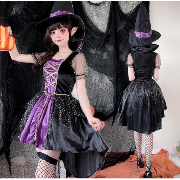ランキング第1位 コスプレ衣装 ハロウィン衣装 ワンピース コスプレ仮装 ドレス ハロウィン衣装 レディース 変身仮装 魔女 魔法師 悪魔 コスチューム コスプレ仮装 ワンピース 膝丈 スパンコール付き お化け 3点セット 8529 Www Threeriversofs Com