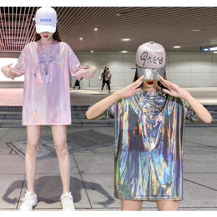 人気沸騰 レディース カラーtシャツ 光沢 カットソー ラメ トップス ゆったり 普段着 チアリーディング ダンスウェア ジャズダンス Hiphop 舞台ステージ演出服 Cisama Sc Gov Br