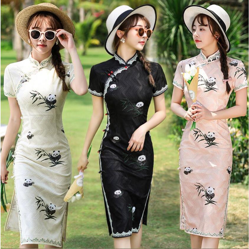 レディース ワンピース スレンダーライン チャイナドレス パーティドレス 刺繍柄 パンダ 中華服 コスプレ衣装 美人 可愛い 二次会 演奏会 舞台演出服 Z10 A S K 通販 Yahoo ショッピング