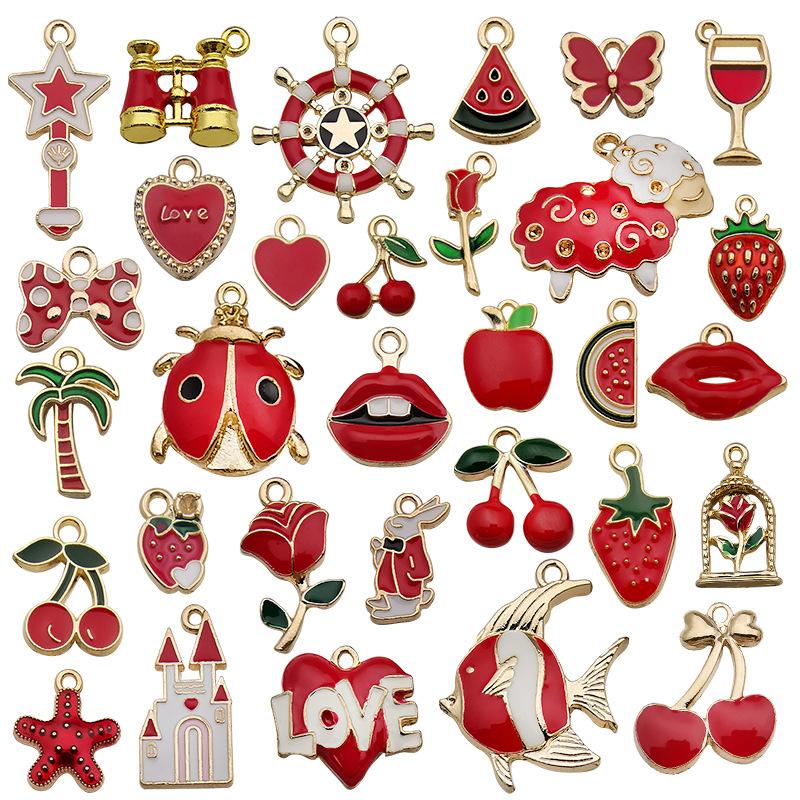 A A レッドチャームリーズ 31個 パーツ アクセサリーパーツ Diy ハンドメイド 手芸用品 ハート 花 さくらんぼ セット A アクセサリーパーツa Selection 通販 Yahoo ショッピング
