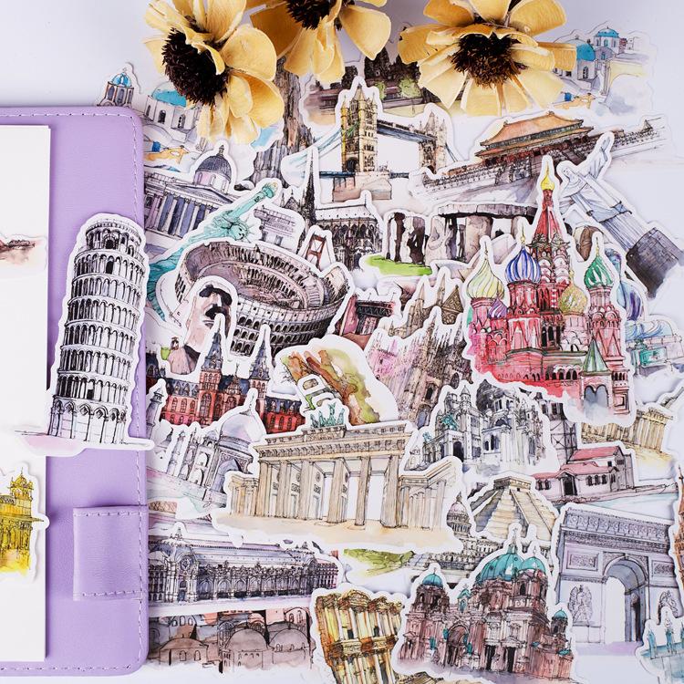 21秋冬新作 ヨーロッパの建築風景ステッカー41枚セット コラージュ 紙素材 コラージュ素材 可愛い デザインペーパー A 000 A Heartlandgolfpark Com