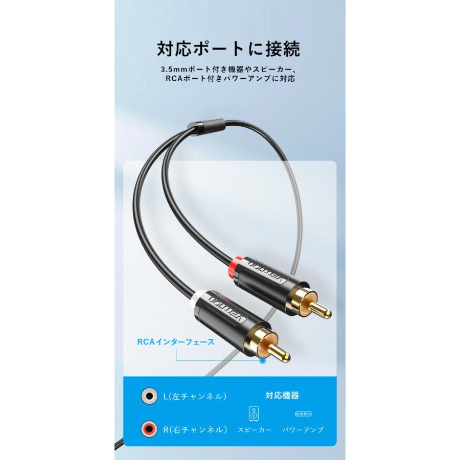 VENTION 3.5mm to RCA赤白端子 オーディオ変換ケーブル ステレオミニ