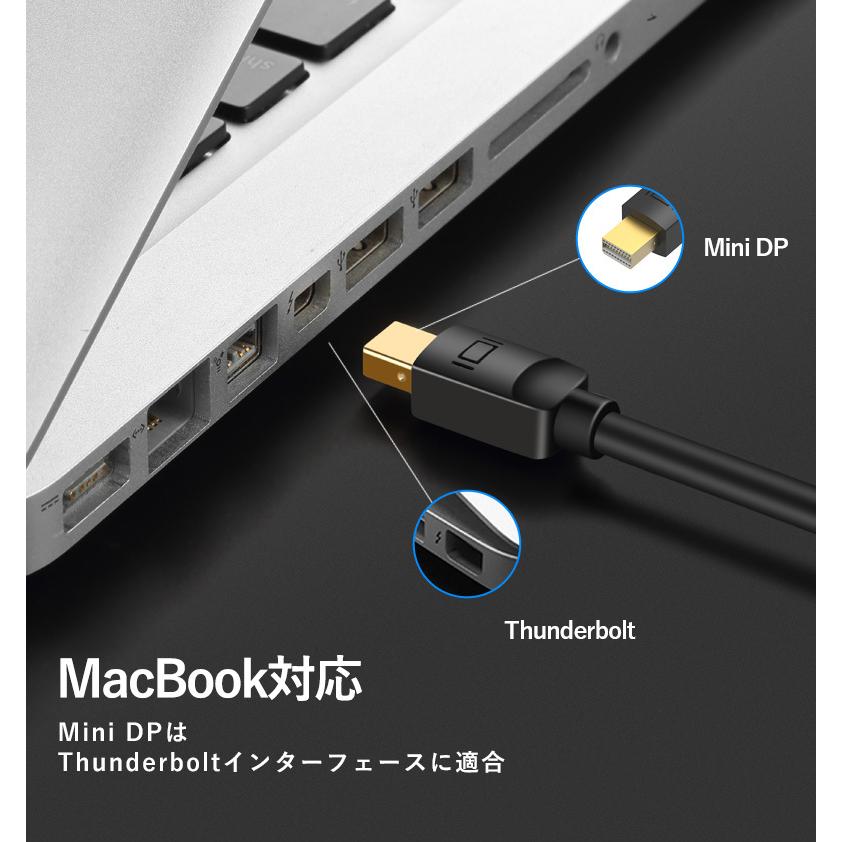 VENTION Mini DP to DP Cable 1.5M HAABG Displayportケーブル 4K HDディスプレイ 3840x2160 60Hz対応 3D対応 MacBook iMac Mac対応 1.5m｜a-stylecoltd｜06