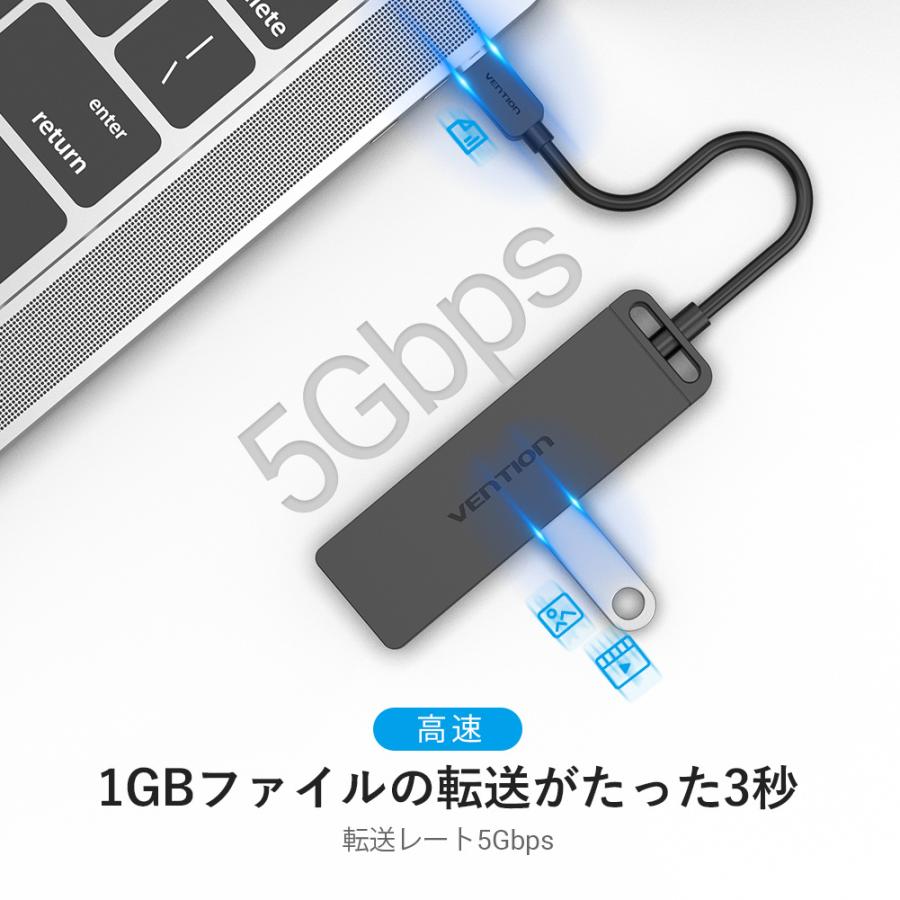 VENTION Type-C USB3.0 ハブ 4ポート 給電 セルフパワー 5Gbps usb