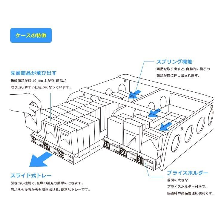 たばこ什器 6列6段 各列15個収納 天板トレー付き : A to D たばこ什器 6列6段 各列15個収納 天板トレー付き : A to D