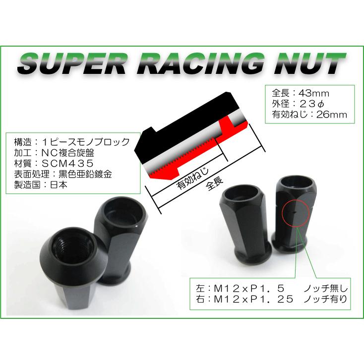 5穴用1台分20本☆AGITOスーパーレーシングナット L43 17HEX M12xP1