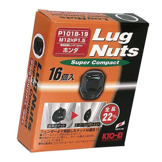 軽自動車用 袋ナット 19HEX M12XP1.5 60°テーパー座 ブラック 1台分16