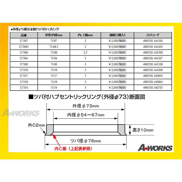 協永産業 KYO-EI ツバ付ハブリング2個入 外径73mm内径 協永産業 KYO-EI ツバ付ハブリング2個入 外径73mm内径