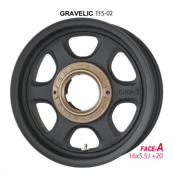 裏履きOK!? ジムニー専用【4本】GRAVELIC TFS-02 16x5.5J +20(A)/-52(B) 5H/PCD139.7 サンドブラックの画像