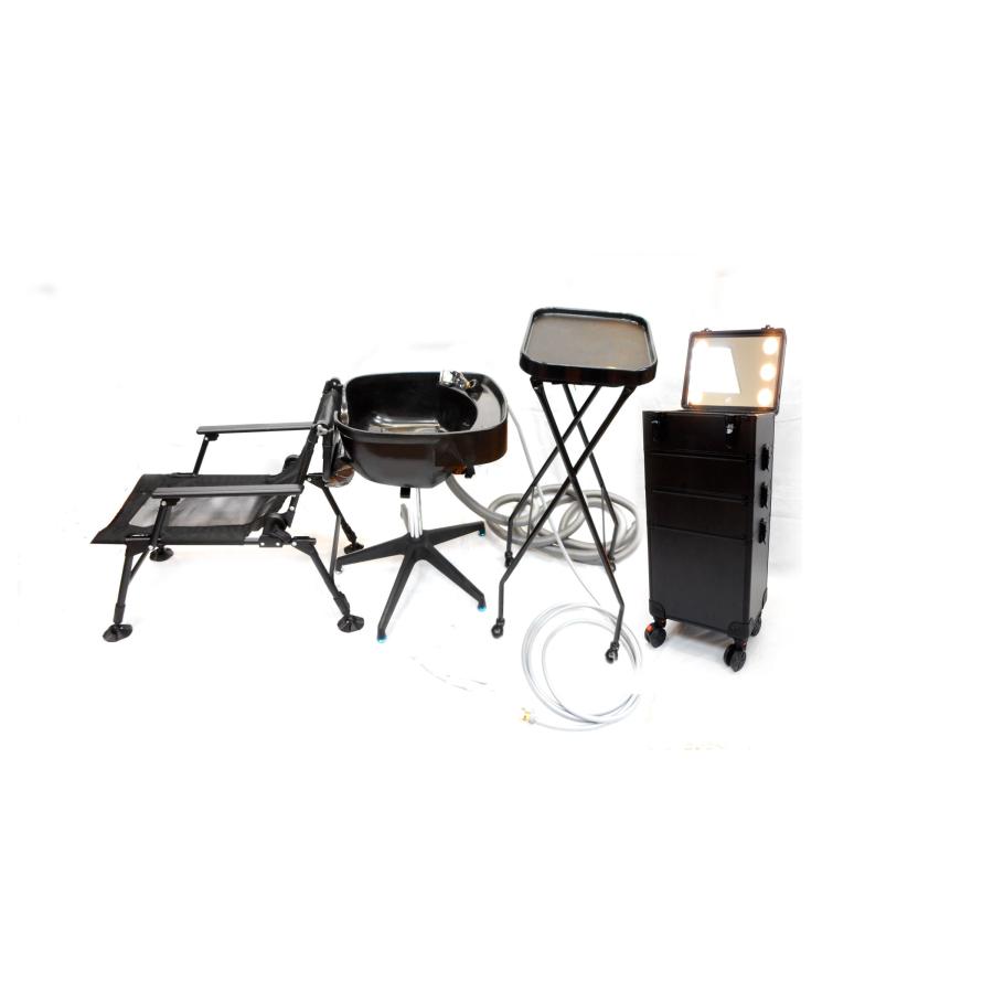 【23日のみ販売】【折りたたみ】シャンプー台とシャンプーチェア 訪問美容師・出張美容師 必需品 4点セット 5mホース 移動