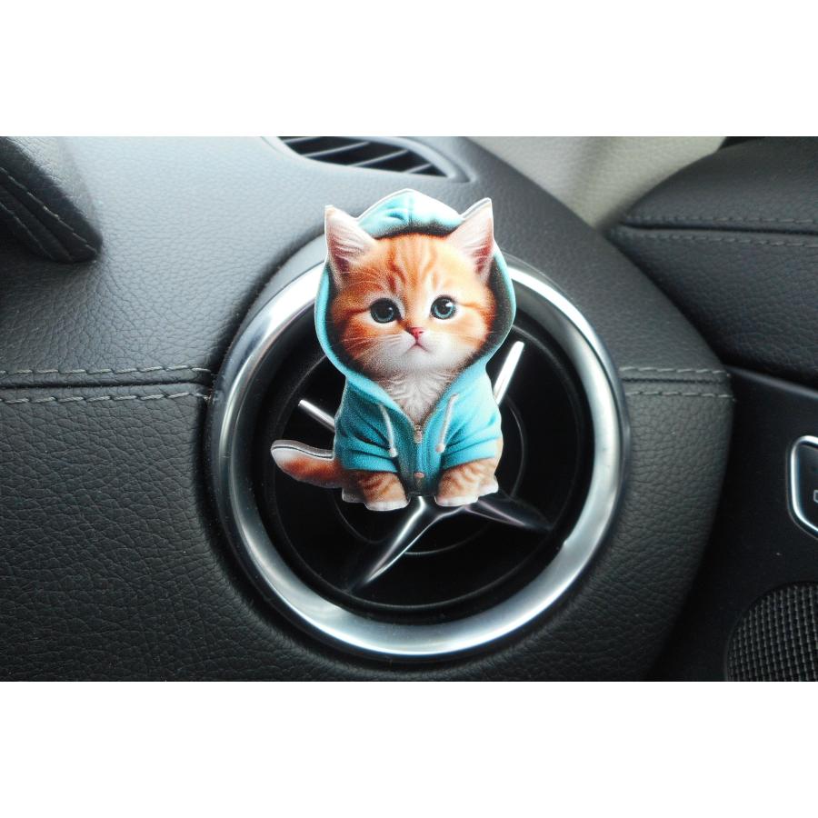 車の芳香剤 猫 アクリル 5種類 芳香剤 レモン1個 無香料リフィル5個付