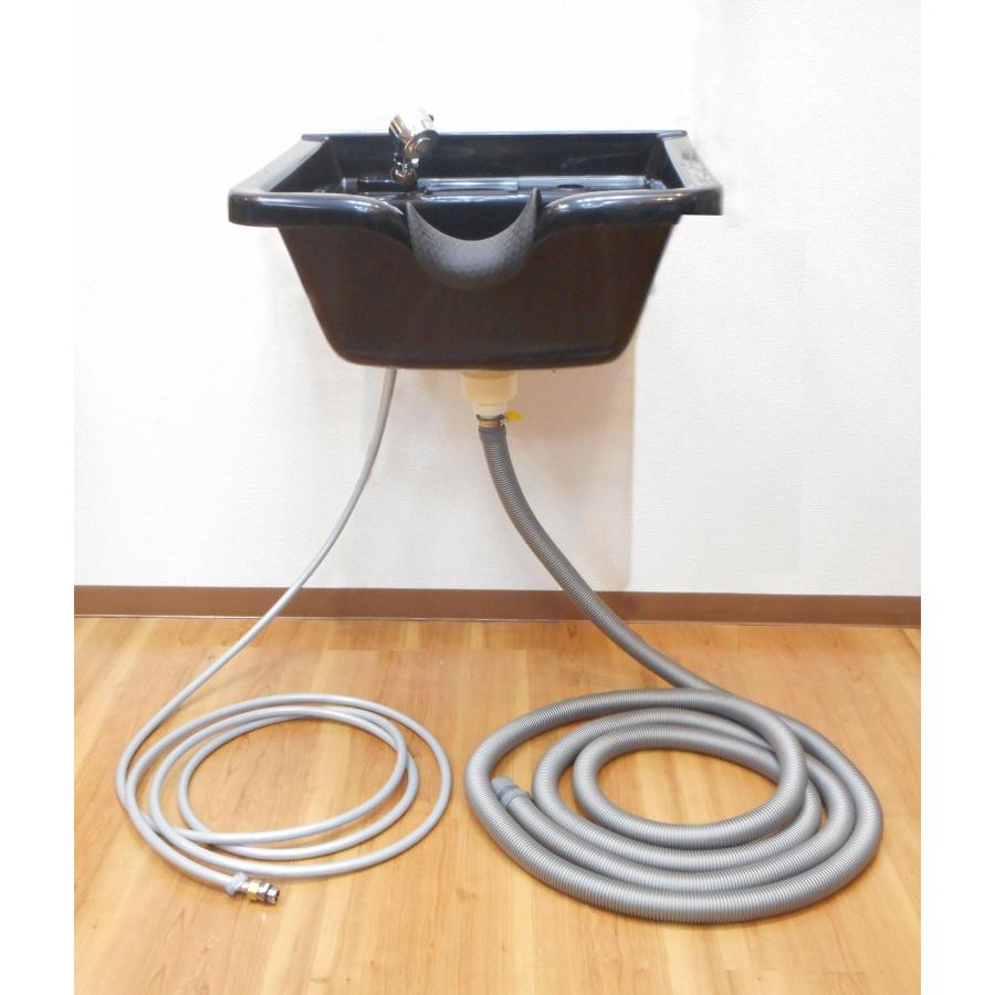 壁取付 固定シャンプー台 スクエア型 Iタイプ マンションサロン 自宅サロン専用 給排水ホース5m シャワーヘッド 給水開閉スイッチ 専用ノズル付き 美容 洗髪 | 