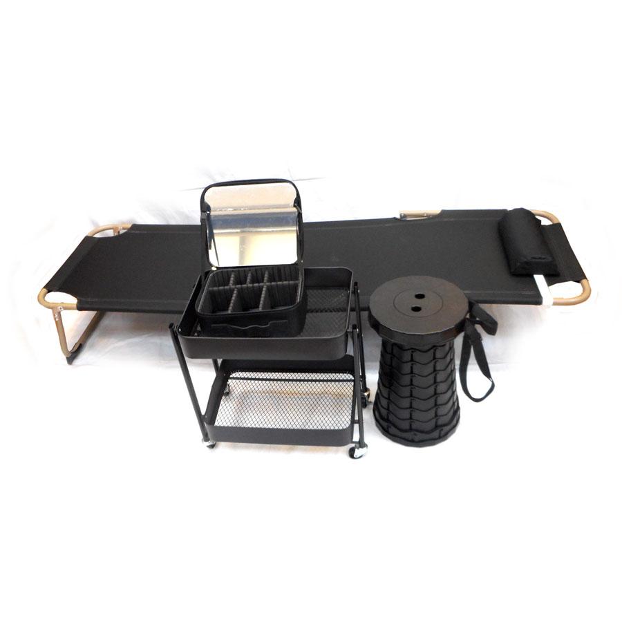 アートメイク・エステ・マツゲパーマ・マツゲエクステンションの出張施術4点セット 折り畳みベット 折り畳みチェア 折り畳みワゴン メイクボックス 訪問美容 | 